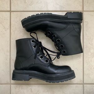 Zara leather combat boots